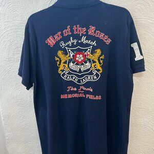 Polo Ralph Lauren “Rugby Match - War of Roses” Embroidered Navy Polo Sz. L